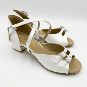 Girls' latin shoes in white satin/child2